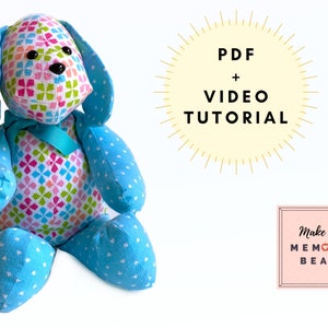 Memory Dog Pattern 16" - Jack the Dog - plus VIDEO tutorial | easy memory bear | memorial bear | keepsake bear | easy dog pattern