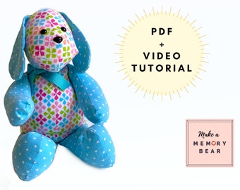 Memory Dog Pattern 16" - Jack the Dog - plus VIDEO tutorial | easy memory bear | memorial bear | keepsake bear | easy dog pattern