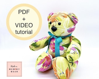 EASY! Memory Bear Pattern 18" -Chipper Bear- with VIDEO tutorial | beginner memory bear | teddy bear sewing pattern | plushie pattern