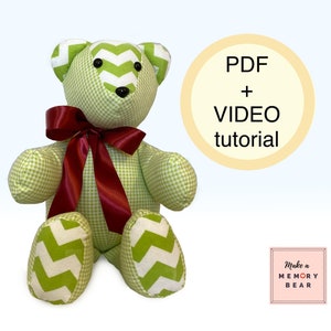 SIMPLE Memory Bear Pattern 18 Mamie Bear with VIDEO tutorial easy teddy bear pattern keepsake bear pattern memorial bear plushie image 1