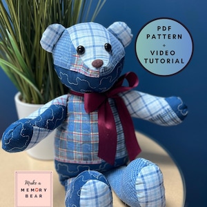 SIMPLE! Memory Bear Pattern 18&quot; -Mamie Bear- with VIDEO tutorial | easy teddy bear pattern | keepsake bear pattern | memorial bear | plushie