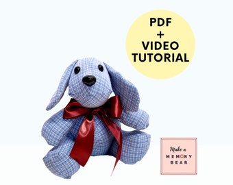 MINI Memory Dog Pattern 8" -"Peanut"-  with VIDEO tutorial! small memory bear | plushie sewing pattern | dog sewing pattern | memorial bear