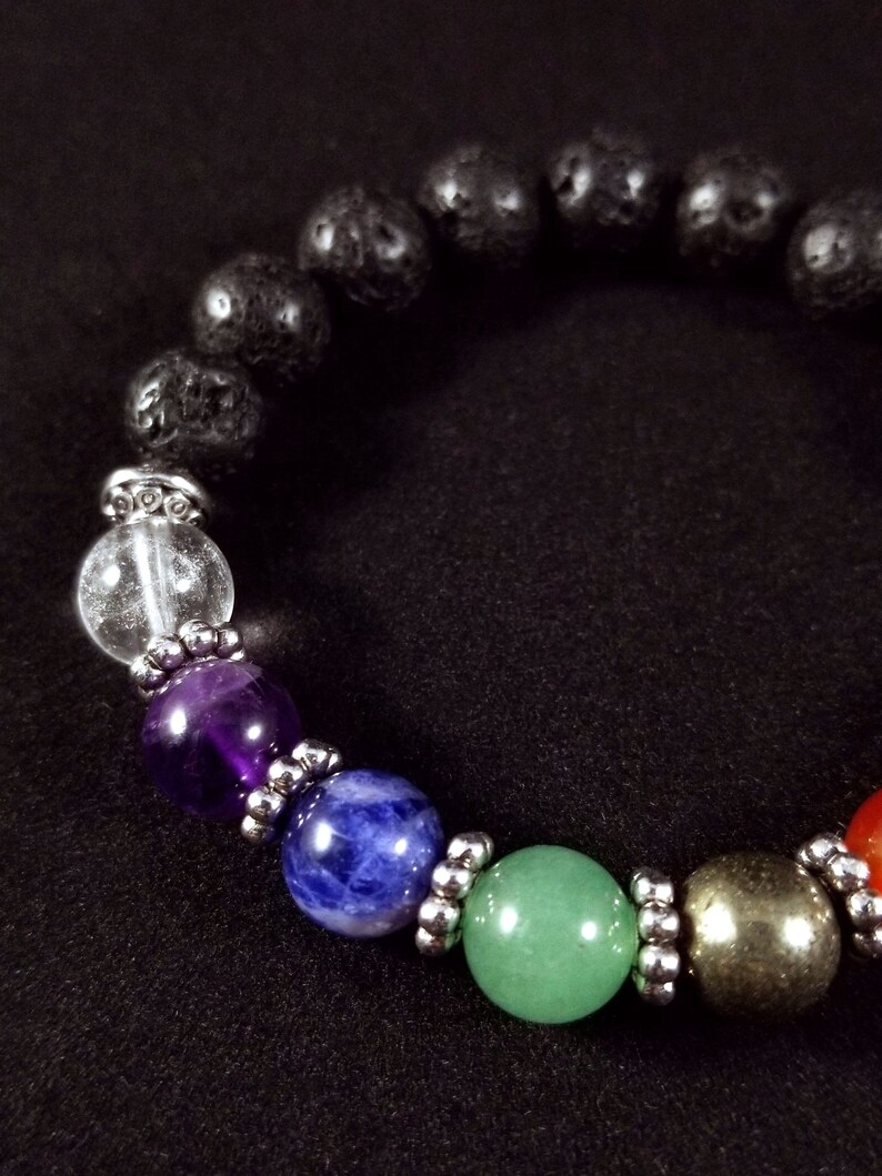 Chakra Diffuser Bracelet Lava Stone Bracelet Stretch Etsy