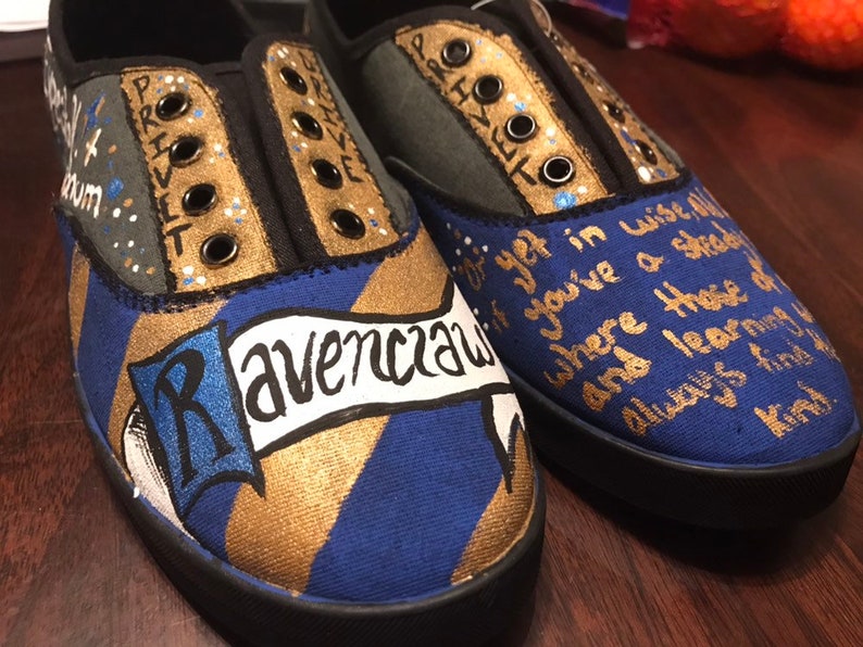 Hand Painted Ravenclaw Harry Potter Lace Up Canvas Shoes