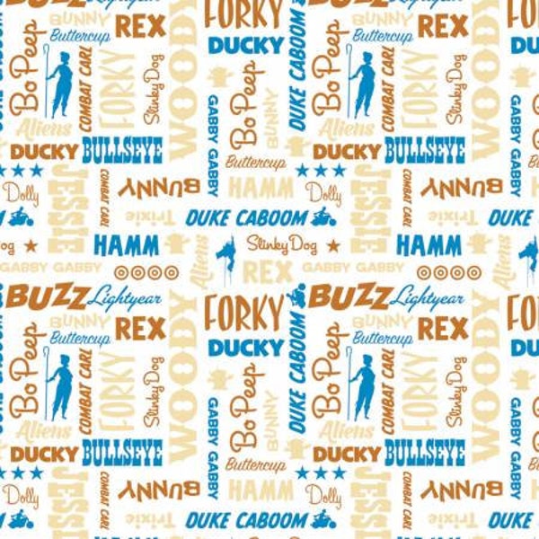 Camelot - Multi Disney Toy Story Names Fabric