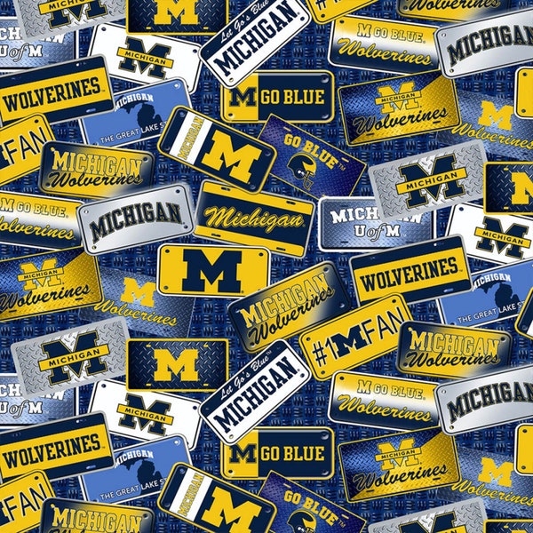 Sykel Enterprises - NCAA University of Michigan Wolverines License Plate Fabric
