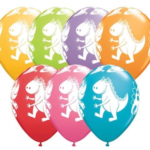 Qualatex - Assorted Color - 6 pack of 11 Inch Dinosaur Balloons