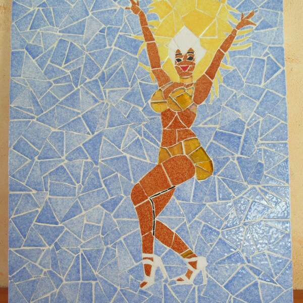 Tableau danseuse de carnaval en mosaïque