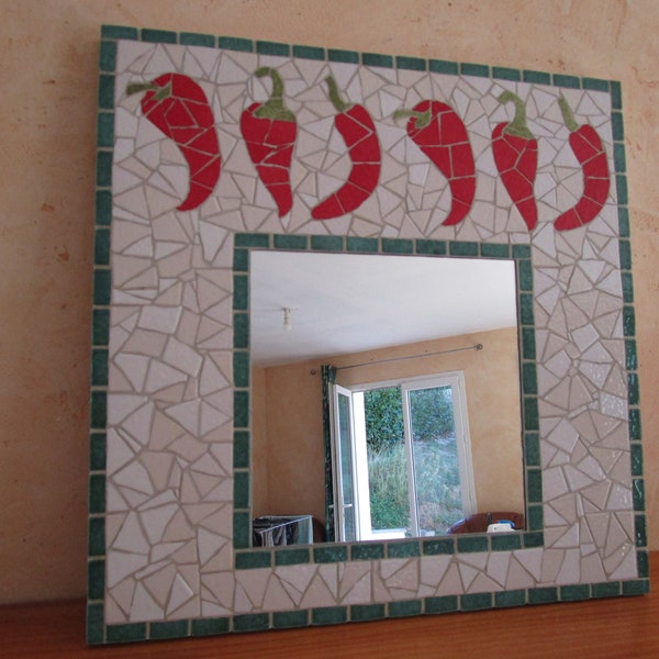 Miroir piments rouge en mosaïque
