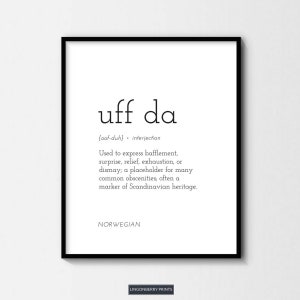 Uff Da Definition Print Norwegian Home Decor Midwest Funny Dictionary Gift For Viking Wall Art Print Uffda Poster Scandinavian Oofda Gift