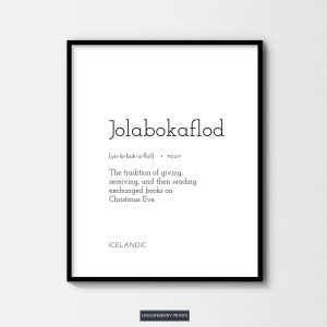 Jolabokaflod Definition Print - Digital Download - Scandinavian Nordic - Minimal Wall Art