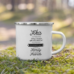Fika Definition Mug, Swedish Gift, Scandinavian Mug, Nordic Gift, Swedish Fika, Definition Cup, Swedish Coffee Break, Enamel Camping Mug