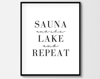 Sauna Lake Repeat Print | Minimalist Nordic Cabin Decor (Digital Download)