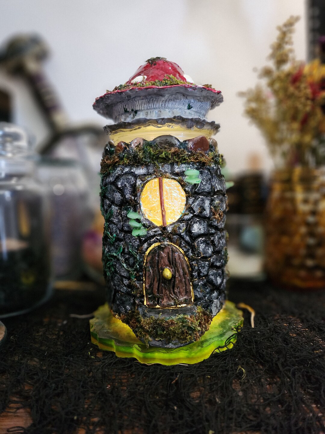 Mushroom Fairy House Jar Etsy