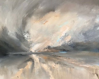 Tasting the Salty Air, Seascape, an original framed painting, acrylic on canvas by British coastal artist Jo Payne.