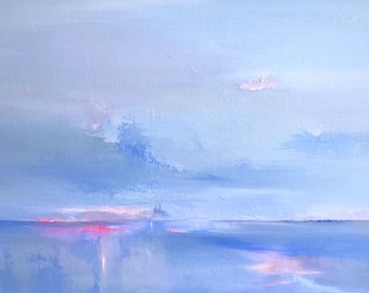 Lifted, Abstract seascape cloud painting, an original framed painting by British coastal artist Jo Payne.