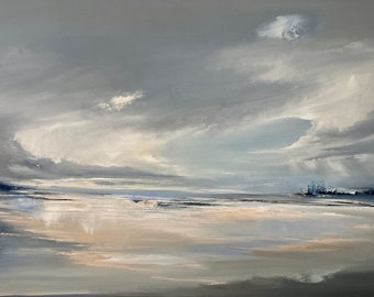 Remains of the Day, seascape painting, cloud painting, an original oil painting by British coastal artist Jo Payne.