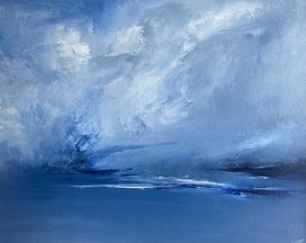 Blue Days, Seascape original oil painting on canvas by British coastal artist Jo Payne.