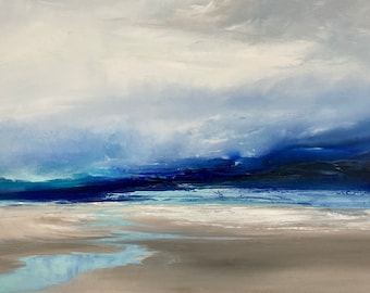 Beyond the Sea, seascape, an original oil painting on deep edged canvas, by British coastal artist Jo Payne.