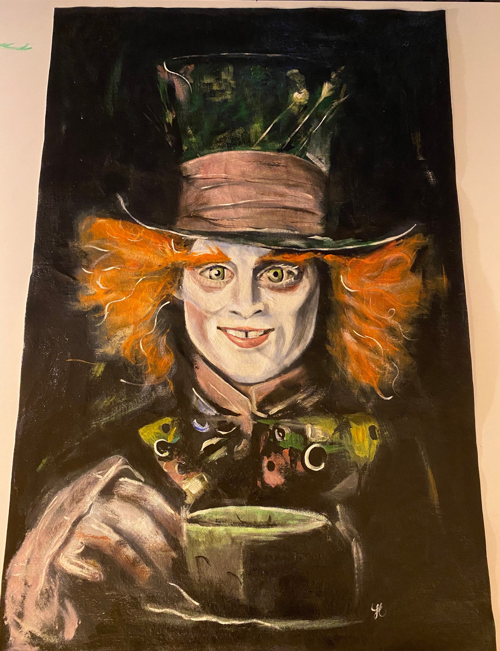 The Mad Hatter Painting Alice in Wonderland Painting Tim Etsy