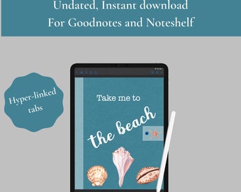 Undated Sunday Start, Take Me To The Beach Digital Planner For Use With Goodnotes Or Noteshelf With Hyper-Linked Tabs