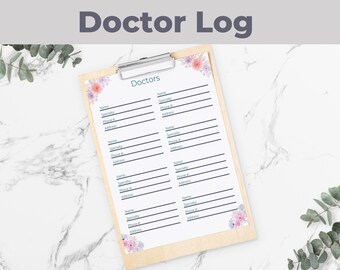 Printable Watercolor Floral Doctor Log