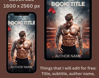 Premade tattooed shirtless boxer ebook cover for sports or dark romance