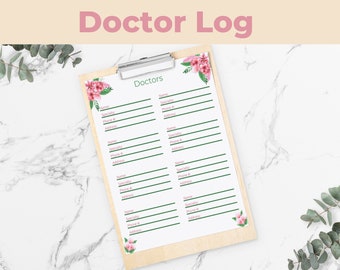 Pink Floral Printable Doctor Log