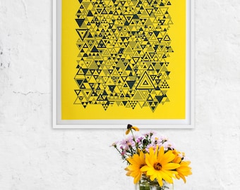 Yellow Black Art Print, Isometric digital art, A3 risograph print, Wall Art Print, Abstract art print, Modern art, Art Poster, Contemporary