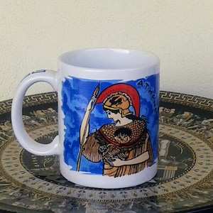 Ceramic Mug, Athena Ancient Greek Goddess (stoneware, tea cups, coffee mugs, pottery)