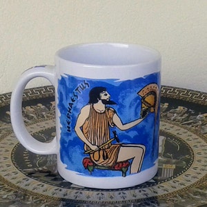 Ceramic Mug, Hephaestus Ancient Greek God (stoneware, tea cups, coffee mugs, pottery)