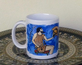 Ceramic Mug, Hephaestus Ancient Greek God (stoneware, tea cups, coffee mugs, pottery)