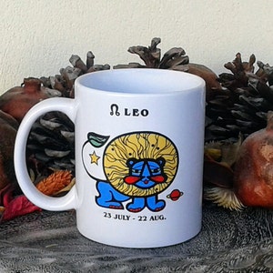 Taza de cerámica, taza de Leo, taza de café con el signo del zodíaco, taza de astrología, regalo de cumpleaños del zodíaco (gres, tazas de té, tazas de café, cerámica)