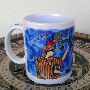 Ceramic Mug, Hera Ancient Greek Goddess (stoneware, tea cups, coffee mugs, pottery)