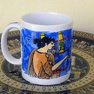 Ceramic Mug, Apollo Ancient Greek Roman God (stoneware, tea cups, coffee mugs, pottery)