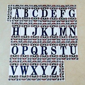 Azulejos de cerâmica com letras e números de casa, feitos à mão, pintados à mão em relevo, decoração de parede, números de endereço (faiança, cerâmica)