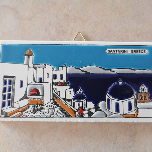Ceramic Art Tile Greek Handmade Hand Painted in Relief Wall Etsy