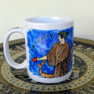 Ceramic Mug, Artemis Ancient Greek Goddess, Diana Roman Goddess (stoneware, tea cups, coffee mugs, pottery)