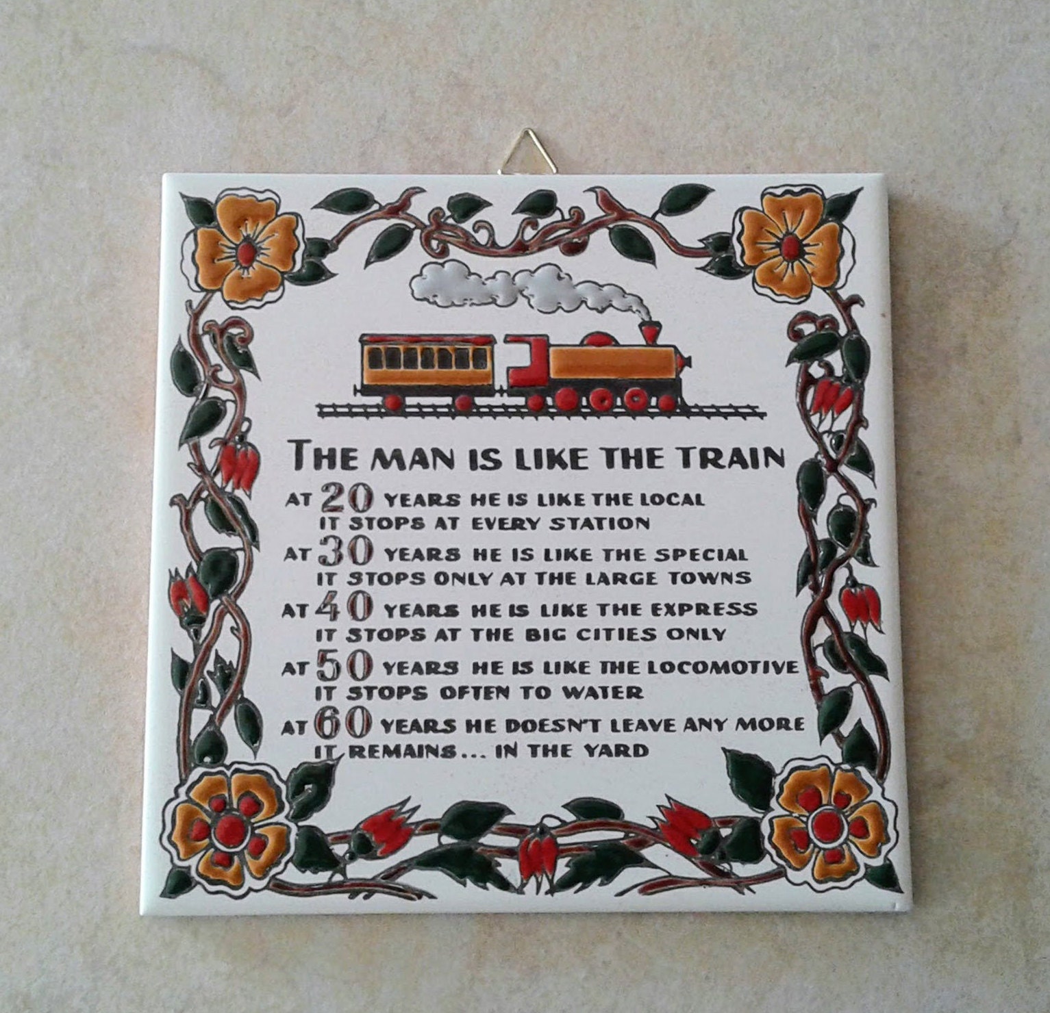 Ceramic Art Tile, Greek Handmade, Hand Painted, Wall Hanging Tile, Wall Decor, Funny Quote Wall Art, Funny Gift For Him (stoneware, pottery)