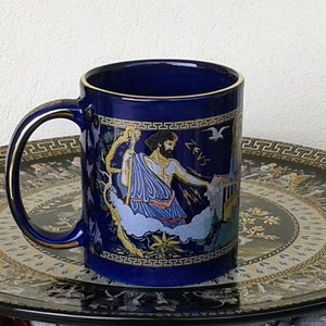 Ceramic Mug, Ancient Greek Gods Zeus, Hera, Hermes and Aphrodite, 24 Kt Gold (stoneware, tea cups, coffee mugs, pottery)