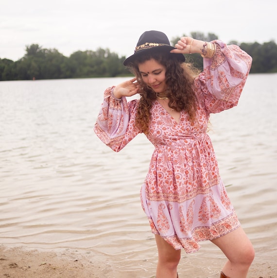 pink hippie dress Amazon.com: Womens 60s Costume 70s Outfit Hippie Clothes - Pink Floral Print Dress + Matching Headband