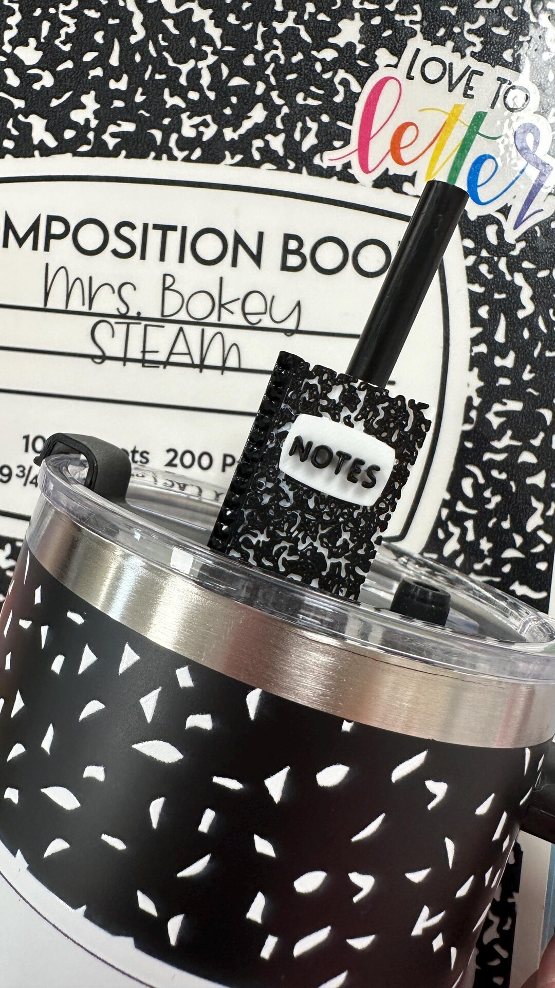 LARGE STRAW Composition Notebook Straw Charm for Teachers | Teacher ...