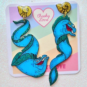 The Little Mermaid earrings. Flotsam and Jetsam snakes Ursula. Villain cosplay costume. Christmas gift. hand painted