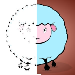 May include: A connect-the-dots activity for children featuring a blue and pink cartoon sheep. The image includes the text "STROKES & FILLS" and "More challenging than just connecting dots!"