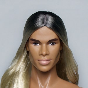 MAX 1/6 Scale Custom Ombre Long Wig For 12inches FR Homme Male Fashion Dolls