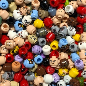 Lego Minifigure Lot of 100 Multi Colored Heads Male Female Mixed Bulk Lot Star Wars Super Heroes & More Free US Shipping