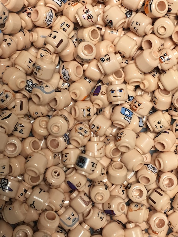 Lego Minifigure Lot of 50 Flesh Heads Male Female Mixed Bulk -