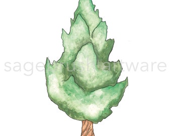 Juniper Tree Print - Nature Art Gift - Tree Print - Watercolor Print