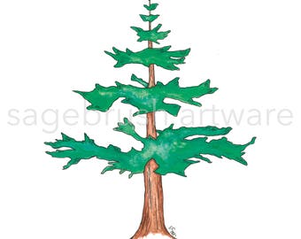 Pine Tree Art - Nature Art Gift - Tree Print - Watercolor Print