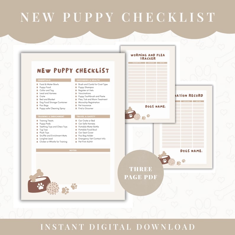 New Puppy Checklist PDF | Puppy Essentials Printable | Digital Download ...